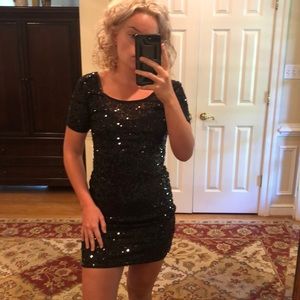 Black sequin dress. Great for a night out